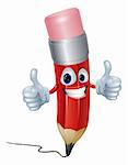 Funny pencil mascot man giving a double thumbs up