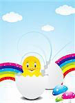 abstract colorful easter wth bird vector illustration