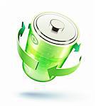 Vector illustration of green battery icon for web design isolated on the white background