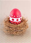 Painted pink Easter Egg in nest.