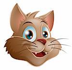 Illustration of a cute smiling cartoon cat's face