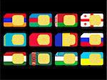 SIM cards represented as flags of countries from CIS