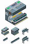 Set of detailed isometric metropolitan elements