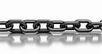 3d illustration of metal chain over white background, with reflection