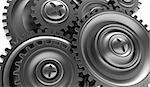 3d illustration of steel gear wheels background