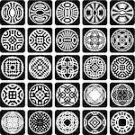 Decorative design elements. Patterns set. Abstract icons. Vector art.