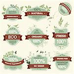 Set of vector natural premium quality labels  for packaging, print materials and web