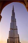 Photo of Burj Khalifa the tallest building in the world at sunset, Dubai, UAE.View from Souk Al Bahar.