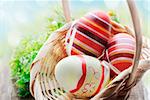 Colorful Easter eggs in basket