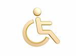 golden disability icon symbol isolated on white background