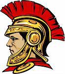 Vector Graphic of a Greek Spartan or Trojan wearing a Helmet