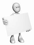 white guy with blank sign - 3d illustration