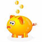 Piggy bank with coins background. Also available as a Vector in Adobe illustrator EPS format, compressed in a zip file. The vector version be scaled to any size without loss of quality.