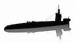 Detailed submarine silhouette. Vector