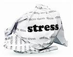 paper ball with text " stress " and clipping path on a white background