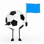 football figure pointed finger on blue flag
