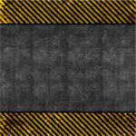 Grunge metal background with yellow and black warning stripes