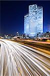 Skyline of Ayalon Highway passing through Tel Aviv, Israel.