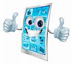 Illustration of a mobile phone mascot character doing a double thumbs up gesture