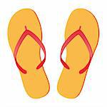 Pair of flip-flops isolated on a white background. Vector illustration.
