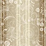 Gold floral seamless striped pattern with translucent flowers (vector EPS 10)