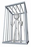 white guy in a cage - 3d illustration