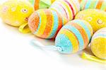 Multicolored Easter eggs  isolated on white background