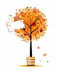 Beautiful autumn tree in pot for your design