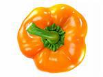 Top view Orange bell pepper isolated on white background