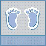 Blue and grey baby boy feet announcement