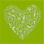 Healthy life - heart shape with vegetables for your design