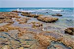 Landscape with deserted stony seacoast