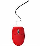 Red computer mouse isolated on white background. Vector illustration