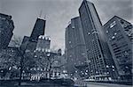 Toned image of the Chicago downtown at twilight.