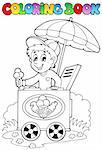 Coloring book with ice cream man - vector illustration.