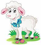 Cute cartoon lamb - vector illustration.