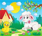 Scene with spring season theme 4 - vector illustration.