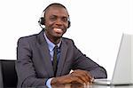 businessman with headset microphone