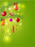 shining vector green Christmas background with decorations