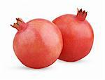 Two ripe pomegranate fruits isolated on white background