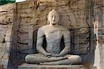 Buddha stone statue in meditation pose, Polonnaruwa, Sri Lanka