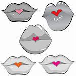 Woman sexy lip heart kiss. Female lipstick hole. Vector art illustration. Smile.