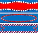 EPS8 Vector 3 Red, White and blue patriotic frames or border backgrounds with stars, stripes and copy space.