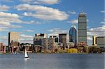 The cityscape of Back Bay Boston, Massachusetts, USA from across the Charles River.