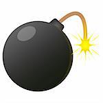 Black Bomb burning icon. Also available as a Vector in Adobe illustrator EPS format, compressed in a zip file. The vector version be scaled to any size without loss of quality.