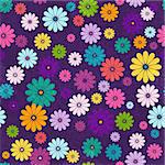 Seamless floral vivid pattern with colorful flowers and vintage curls (vector eps 10)