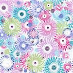 Seamless floral pastel pattern with colorful flowers and vintage curls (vector eps 10)