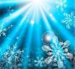 A blue winter Christmas snowflakes background illustration