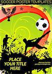 Soccer Poster with Players with Ball on grunge background, element for design, vector illustration