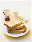 breakfest in the morning with card, jam and toast